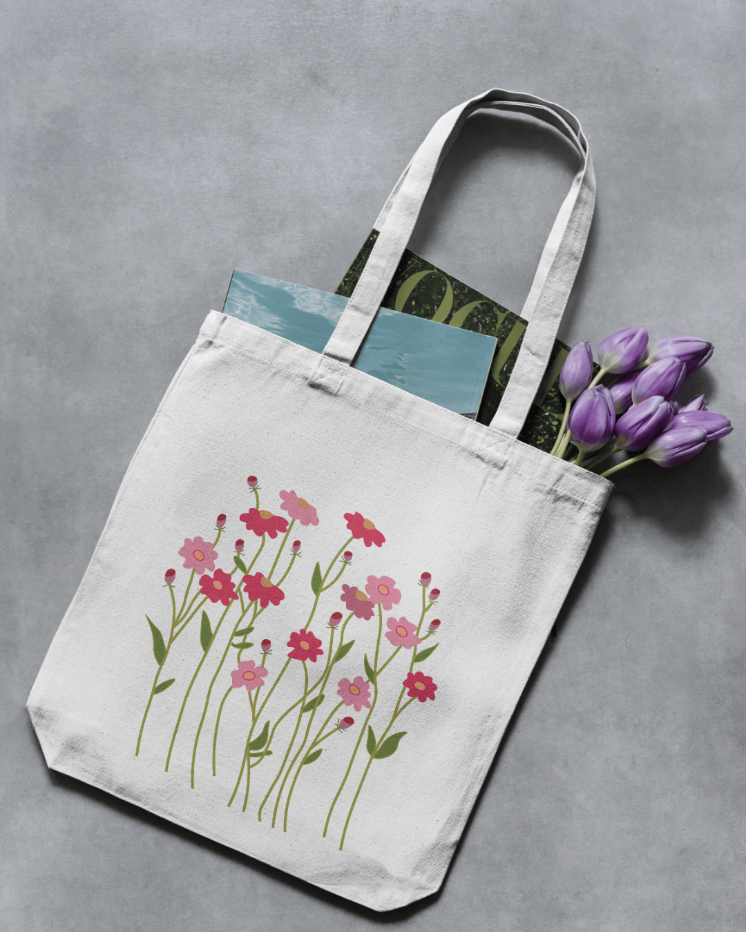 Pink Flowers Bunch Tote